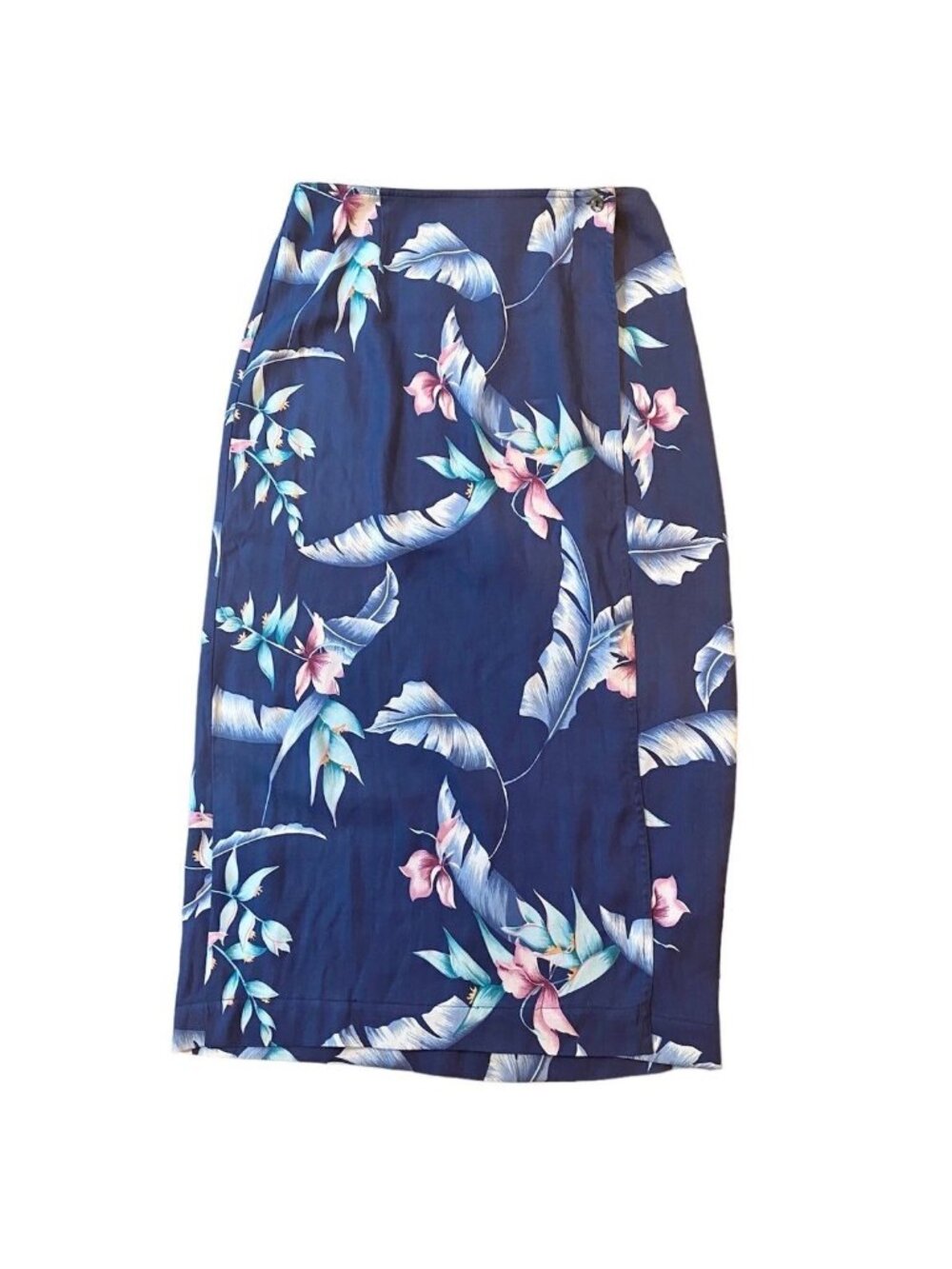 Vtg Tommy Bahama Skirt Silk Wrap Hawaiian Straight Midi Length 6